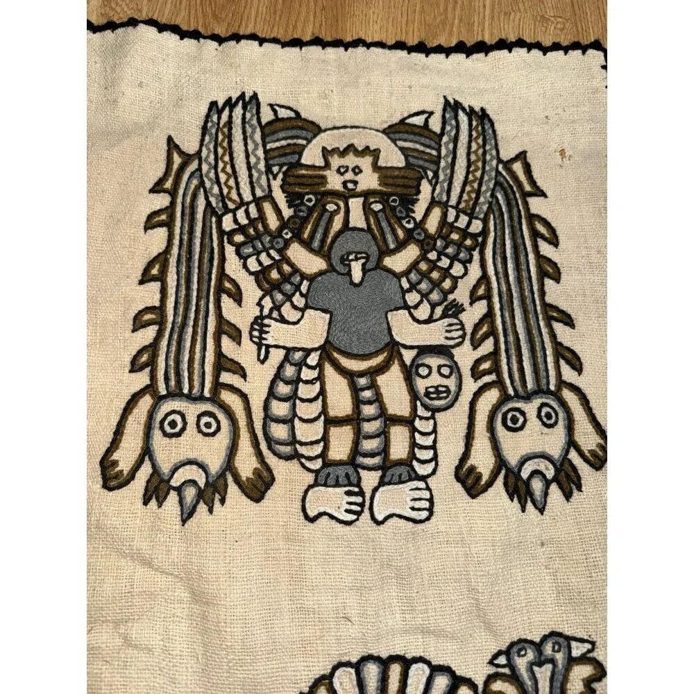 Tribal Textile Wall Art Peruvian Native Original Art Authentic Wool Vintage